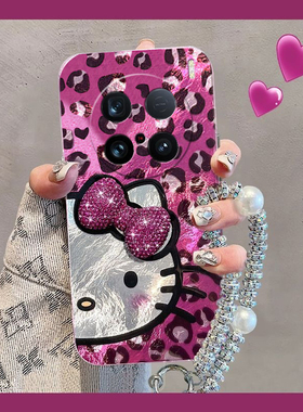 紫色豹纹kt猫适用vivox200手机壳x100pro+手机壳x100ultra立体x90s蝴蝶结t2s挂链x80spor硅胶x70软x60+十vivo