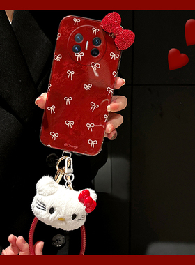 水钻蝴蝶结适用华为magicv3手机壳magicvs2红色p50挂绳pockets喜庆matexs2高级感x5折叠屏x3硬壳pocket2过年