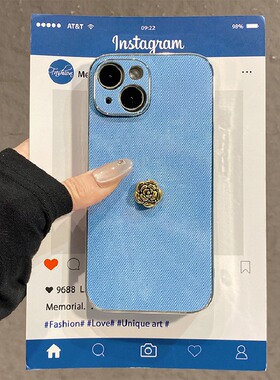 ins风金属山茶花花朵适用华为荣耀x70i手机壳x60pro简约x50i+挂绳x40gt立体x30蓝色x20se软x10十v30por/honor