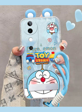 可爱哆啦A梦适用vivos19pro手机壳s17t立体s16e耳朵t1支架s15挂绳s12卡通s10硅胶s9透明s7羽纱s6新款s1/vivo