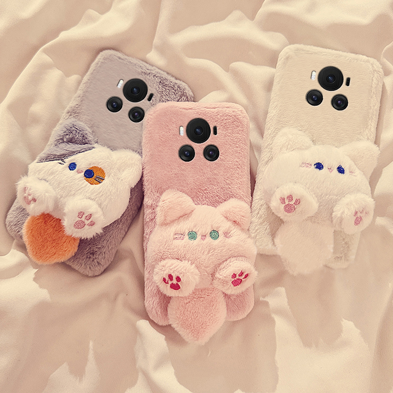 可爱跳跳鼠适用华为荣耀magic7手机壳play8tpro卡通play7t毛绒6t秋冬季5t毛茸茸mgaic6pro至臻版majic5/honor