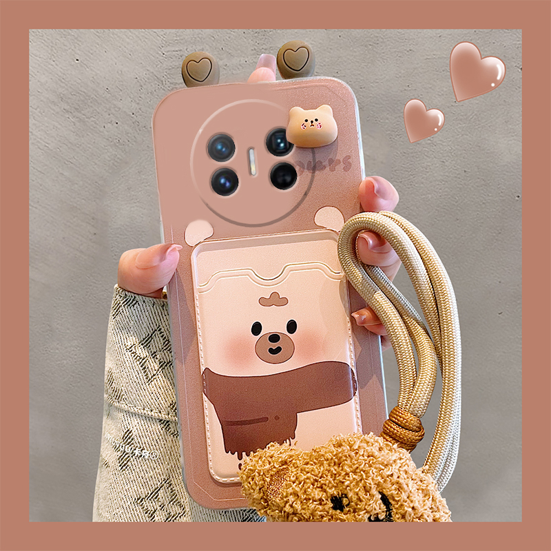 可爱小熊适用华为magicvs2手机壳magicv立体p50耳朵pockets卡通matexs2挂绳x5卡包x3折叠屏硬壳pocket2卡套女