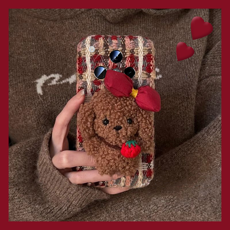 可爱泰迪熊适用oppofindx8手机壳真我x50pro绒布k12x立体x7秋冬realme少女findx6pro公仔ultra硅胶x5/x3/k10