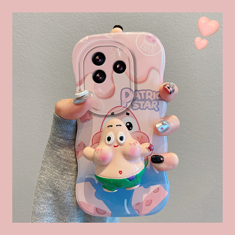 手机壳卡通派大星可爱波浪纹带支架硅胶女