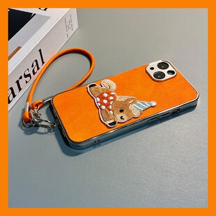 y53s 刺绣波点腊肠狗适用vivoy500手机壳y300pro立体y200i卡通y100可爱y78 y51s y70s y52s 橙色y76s挂绳y73s