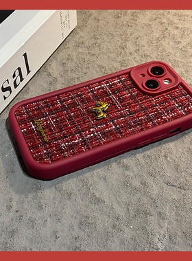 小香风小马英文适用opporeno15手机壳reon14卡通13pro+挂绳12新年11绒布10秋冬季9马年8红色7se软6/5k/4/0ppo