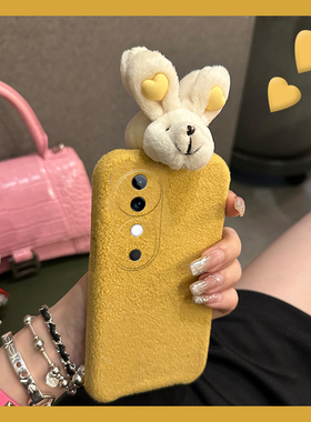 可爱兔子适用vivos19pro手机壳s17t立体s16e日韩t1绒布s15毛毛s12毛绒绒s10硅胶s9秋冬s7冬天s6黄色s1/vivo女