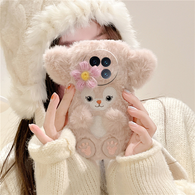 花朵玲娜贝儿适用vivoxfold3pro手机壳xfold2立体xflip卡通vivo可爱vovo折叠屏毛毛vivi秋冬季+十硬壳毛绒绒