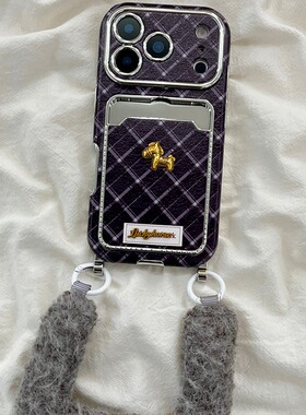 菱格金属小马适用小米红米note13pro手机壳noto12turbo卡包k80手腕带k70马年k60por仿皮redmi皮纹新年硅胶软p