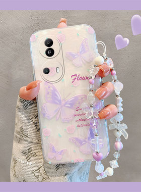 紫色蝴蝶适用opporeno11pro手机壳reno10+十9高级感8韩系7se贝壳纹6硅胶5k软壳4se小众3个性ace2创意2z女oppo