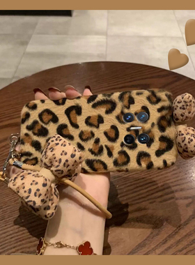 韩系豹纹蝴蝶结适用华为magicv3手机壳magicvs2挂件p50挂绳pockets秋冬季matexs2毛绒x5折叠屏x3立体ocket2硬