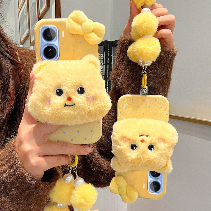 波点黄油小熊适用vivoiqooneo11手机壳iqneo10pro毛球neo9挂链8卡通7se立体6可爱5活力版3皮纹z1软855竞速版p