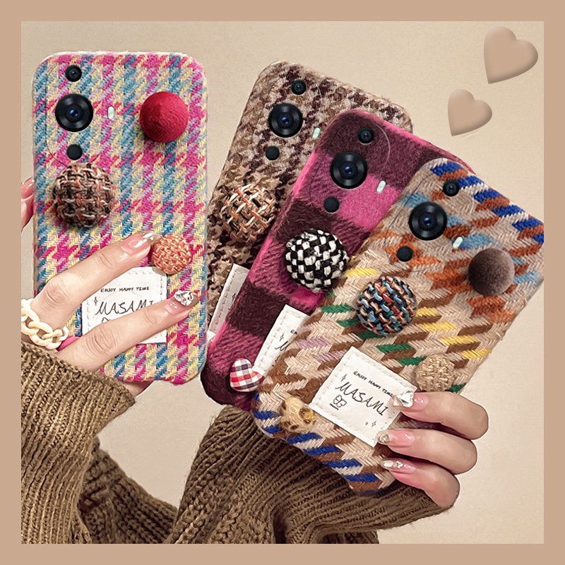 格子格纹适用华为nova12pro手机壳11ultra日韩10z立体9se复古8毛毛7i毛绒绒6硅胶5i秋冬季4e活力版3i/2plus女