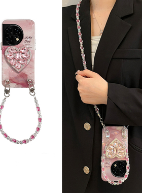 紫色爱心水钻适用oppo一加12手机壳ace3晕染2pro手提2v斜挎11硅胶9rt软壳8t小众7tpro可背6t创意1+oneplus女