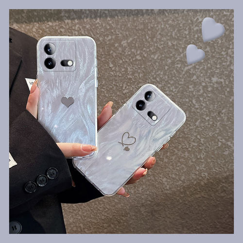 高级感小众羽纱银色简约爱心手机壳