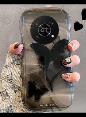 黑色晕染蝴蝶适用华为荣耀30pro手机壳20s韩系x40gt小众x30i硅胶v20高级感x20se个性x10新款9xpro女honor+十