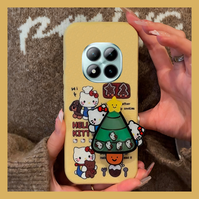 可爱kt猫圣诞树适用小米红米note15pro+手机壳noto14摇一摇13立体12turbo支架11tpor皮纹10仿皮redmi卡通十软