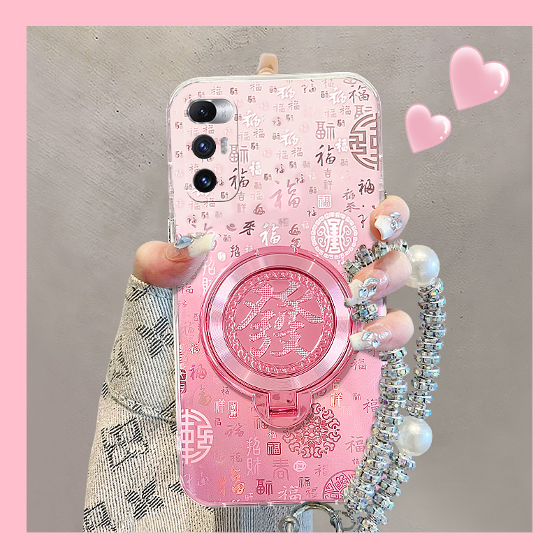 粉色百福图适用小米mixfold4手机壳mixfold3立体mixfold2折叠屏mixflip硬壳mi可旋转支架挂链渐变日韩手提潮