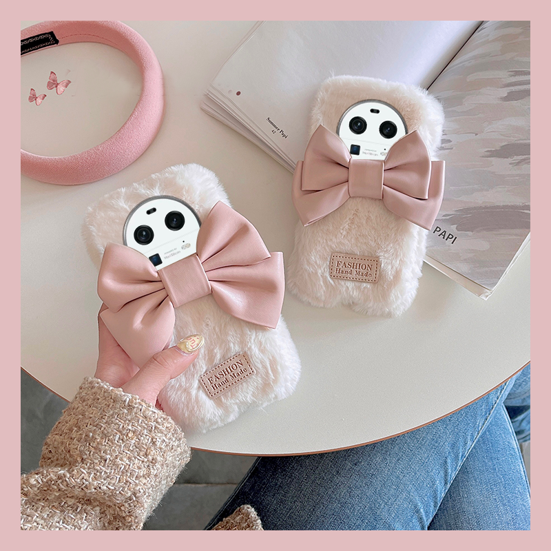 毛绒绒毛茸茸ins风立体蝴蝶结手机壳