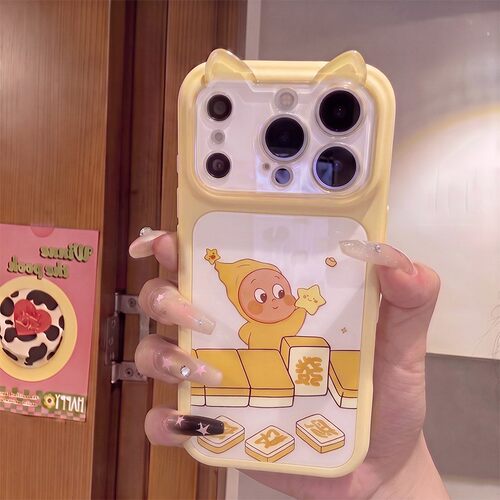 手机壳硅胶亮面蓝光大视窗立体猫