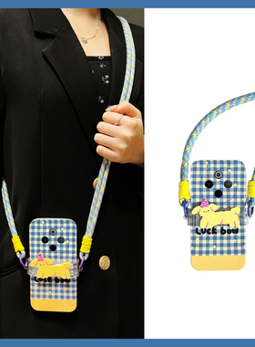 蓝色格子适用vivoy300i手机壳y300pro立体y200e小羊y200gt背夹y200t斜挎5g可背带vivo硅胶斜跨日韩软壳新款女