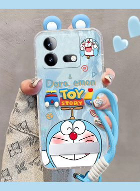 可爱哆啦A梦适用vivoiqooneo9spro手机壳iqoneo8se立体neo7pro竞速版5s活力版6se耳朵支架硅胶855爱酷vivo女p