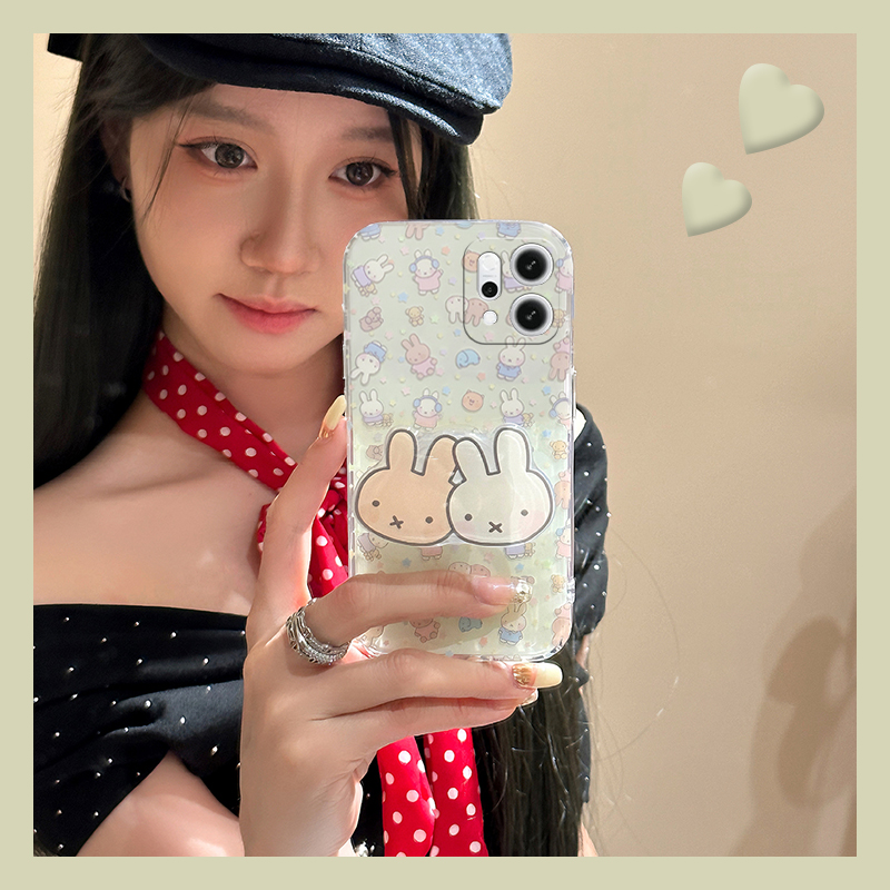 满屏米菲兔适用opporeno14手机壳reon13立体12pro支架11兔子10por+十9呆萌7se可爱6硅胶5k/4se卡通oppo趣味软
