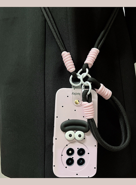 黑色波点适用oppo真我13pro至尊版手机壳13por+香肠嘴gtneo6se卡通12斜挎v15硅胶v11十q3s/q2/gt5大师探索版p