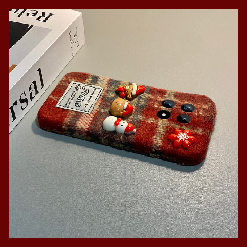 圣诞雪人小熊适用vivoiqoo15手机壳iqoo13pro红色12格子11s秋冬季icoo10毛绒9绒布8毛茸茸7爱酷3立体iq00卡通