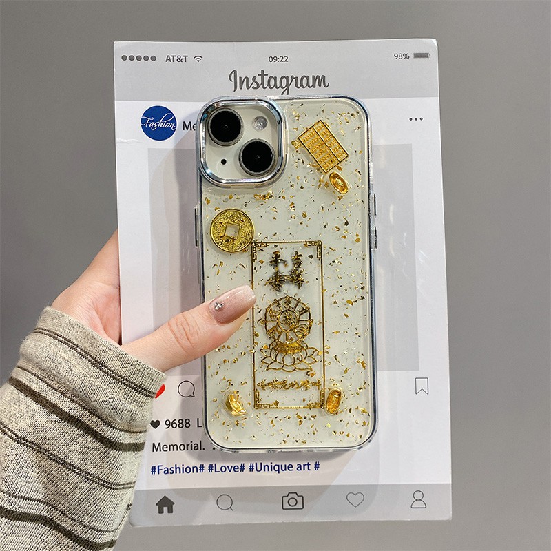 手机壳滴胶金箔立体潮牌佛光普照