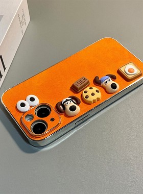 眼睛饼干掌门狗适用小米红米note15pro+手机壳noto14立体13橙色12turbo呆萌11tpor小狗10卡通9十可爱redmi软p