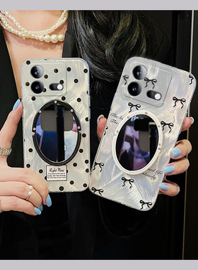 羽纱蝴蝶结适用vivoiqooneo9spro手机壳iqoneo8se立体neo7pro竞速版5s活力版6se镜子支架硅胶855高级爱酷vivo