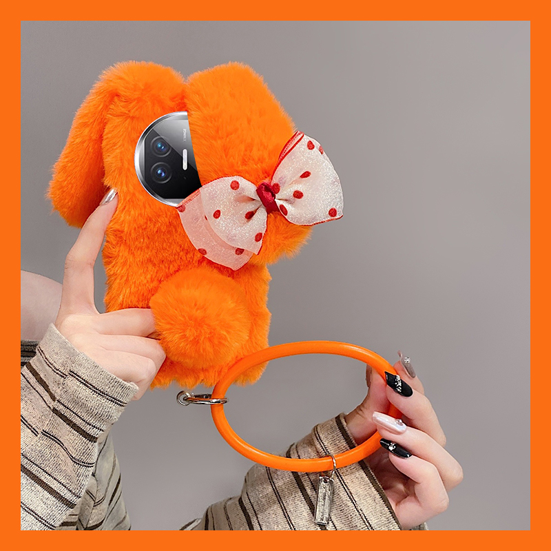 蝴蝶结兔子耳朵适用华为magicv3手机壳magicvs2斜挎p50手环pockets秋冬季matexs2毛绒x5折叠屏x3可背ocket2硬