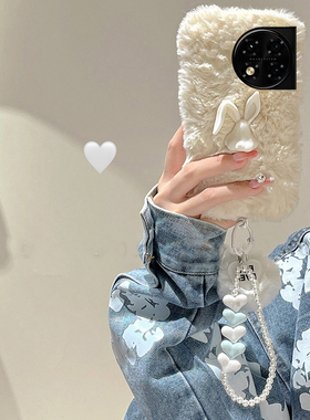 ins风兔子适用oppo一加12手机壳ace3可爱2pro手链2v手提11毛毛9rt秋冬季8t硅胶7tpro毛绒绒6t冬天1+oneplus女