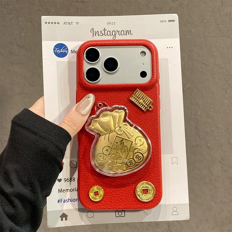ins风铜钱算盘福袋适用苹果17手机壳iphone16e红色15promax卡通14plus新年13mini迷你12皮纹11马年xsmax8/xr7,3C数码配件,手机保护套/壳,淘宝优惠券,粉丝福利购,淘宝优惠卷