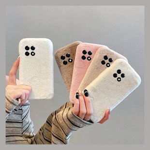 k30i k40s软k30s 12x k50毛绒绒turbo4毛茸茸3秋冬季 韩系纯色兔毛适用小米红米k80手机壳k70pro简约k60e至尊版