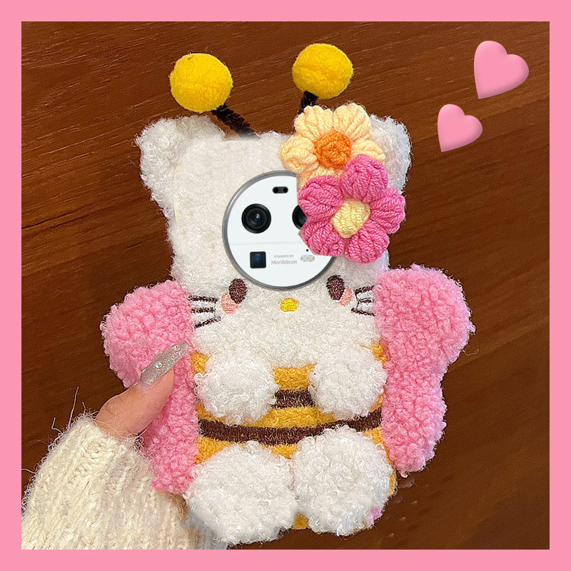 毛绒绒毛茸茸可爱卡通立体蝴蝶猫手机壳