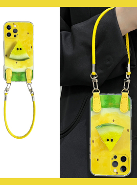 ins风黄色西瓜适用苹果16promax手机壳华为pura70荣耀300pro小米15夏天1vivos20立体opporeno13支架x200斜挎p