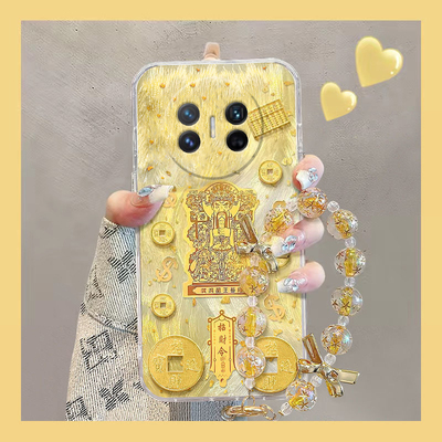 爆单符财神爷适用华为magicv3手机壳magicvs2高级感p50挂链pockets喜庆matexs2金箔x5折叠屏x3硬壳pocket2女