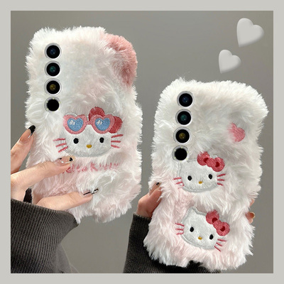 毛绒绒刺绣kt猫适用魅族20pro手机壳18s毛茸茸17凯蒂猫18x卡通16spro可爱16xs冬天16t硅胶16th少女心16thplus