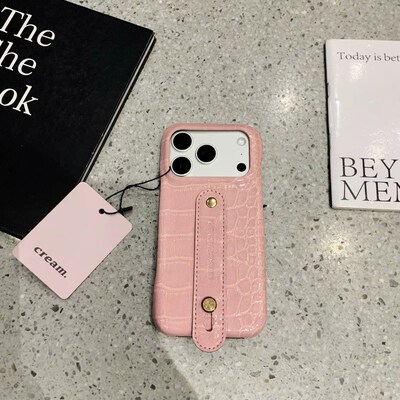 手机壳仿皮皮纹奢华ins风淡粉蛇