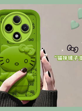 绿色可爱kt猫适用oppoa3手机壳a3pro卡通por立体oppo镜子0ppo带支架0pp0硅胶opp0软壳个性创意超萌趣味新款女