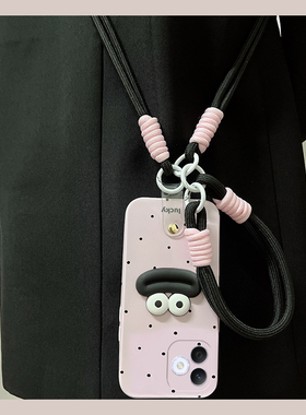 黑色波点适用华为荣耀x60i+手机壳x50i立体30pro香肠嘴x20se卡通9x+8x可背带x30i十play4tpro硅胶畅玩30plus