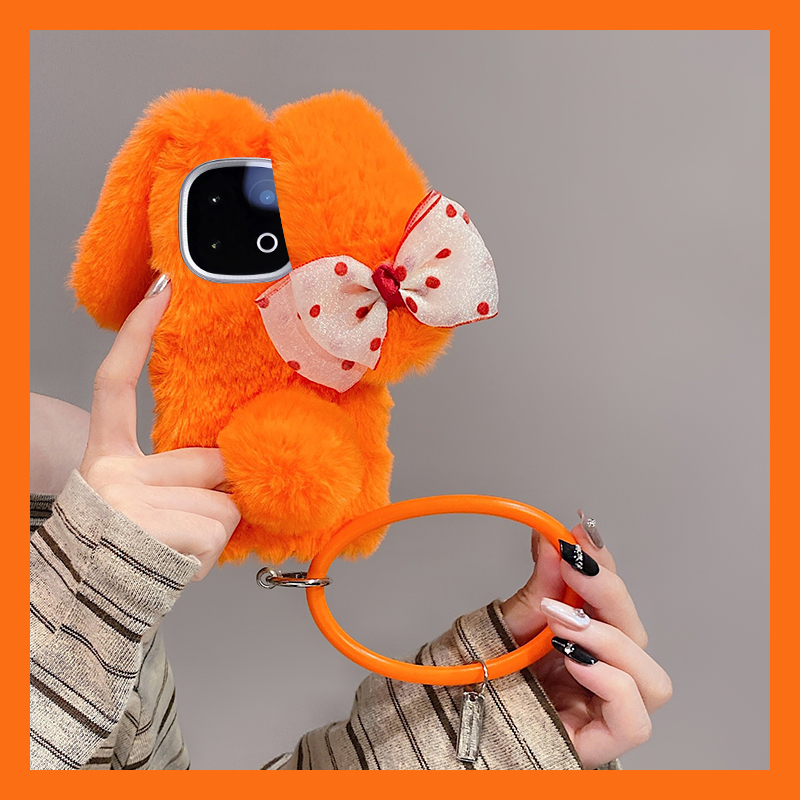 蝴蝶结兔子耳朵适用vivoiqooz10x手机壳iqooz9turbo斜挎z8x手环z7i秋冬季z6x毛绒z5硅胶u5x爱酷u3x/iq00/vivo