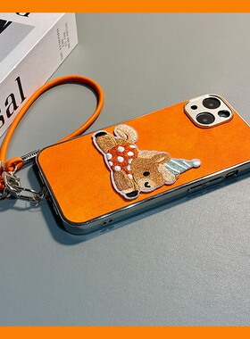 刺绣波点腊肠狗适用华为荣耀magic8pro手机壳mgaic7立体6卡通5可爱4por橙色honor简约huawei牛仔纹小狗挂绳软