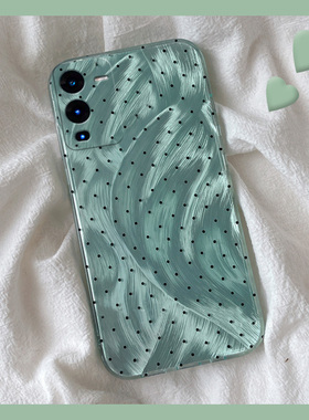 羽纱绿色波点适用vivos18pro手机壳s17t高级感s16e简约t1新款s15硅胶s12软壳s10小众s9个性s7创意s6女s1/vivo