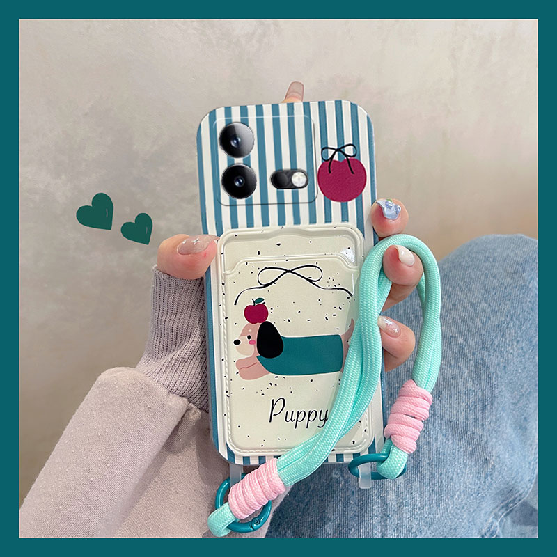 条纹可爱狗狗适用vivoiqooneo9pro手机壳iqoneo8se小清新neo7竞速版5s活力版6se卡包z1插卡855硅胶爱酷vivo女