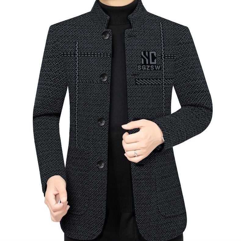 冬装加绒加厚韩版男士字母开衫