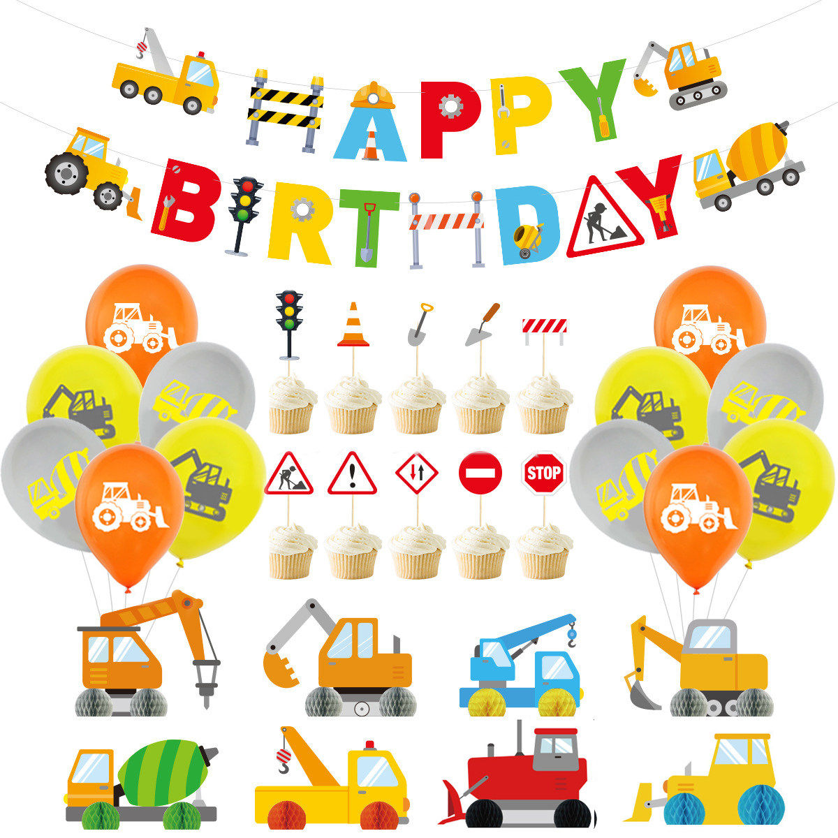 消防车工程车主题生日派对装饰 蛋糕装饰插牌生日拉旗 挖掘机摆件,节庆用品/礼品,蛋糕/烘焙装饰用品,淘宝优惠券,粉丝福利购,淘宝优惠卷