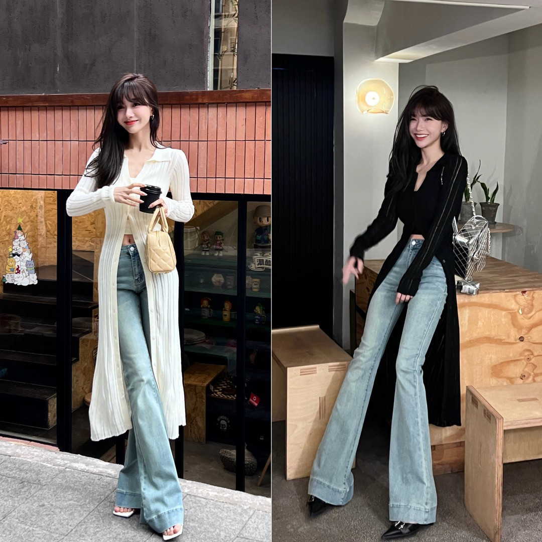 卡卡正品时尚长款针织衫开衫女